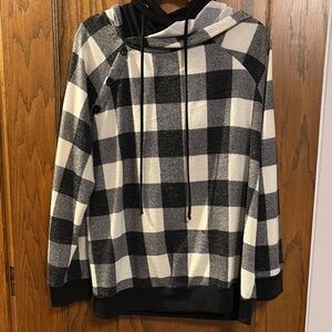 White Birch Black and White Plaid‎ Hoodie